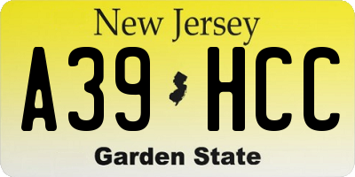 NJ license plate A39HCC