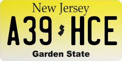 NJ license plate A39HCE