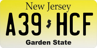 NJ license plate A39HCF