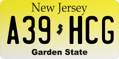 NJ license plate A39HCG