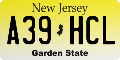 NJ license plate A39HCL