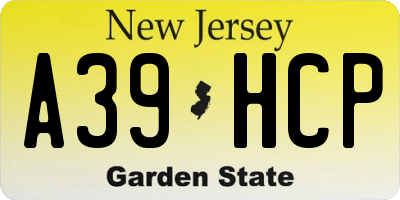NJ license plate A39HCP