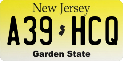 NJ license plate A39HCQ