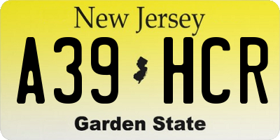 NJ license plate A39HCR
