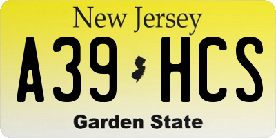 NJ license plate A39HCS