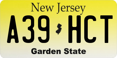 NJ license plate A39HCT