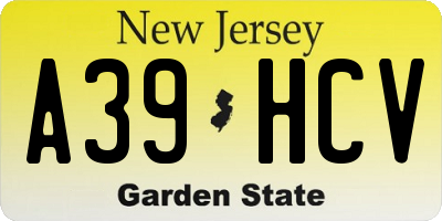 NJ license plate A39HCV