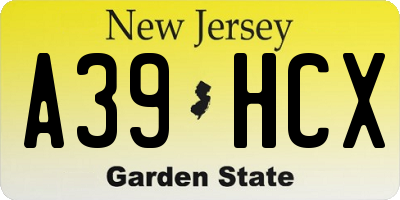 NJ license plate A39HCX
