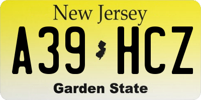 NJ license plate A39HCZ