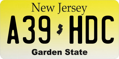 NJ license plate A39HDC