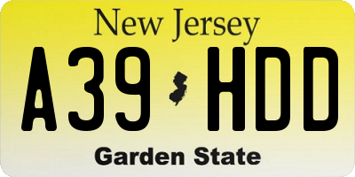 NJ license plate A39HDD