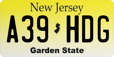 NJ license plate A39HDG