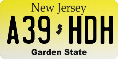NJ license plate A39HDH