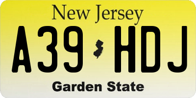 NJ license plate A39HDJ