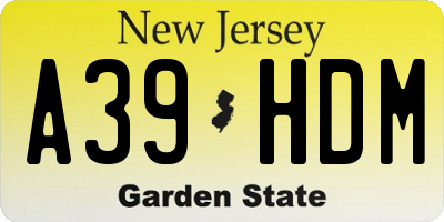 NJ license plate A39HDM