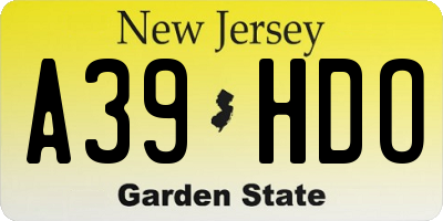 NJ license plate A39HDO