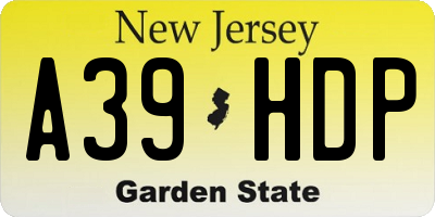 NJ license plate A39HDP