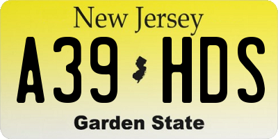 NJ license plate A39HDS