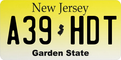 NJ license plate A39HDT