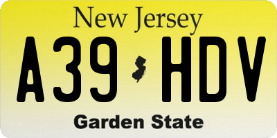 NJ license plate A39HDV