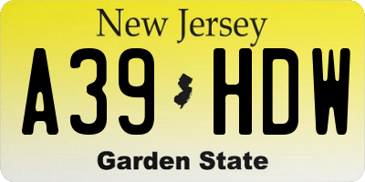 NJ license plate A39HDW