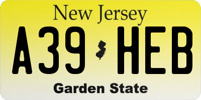 NJ license plate A39HEB