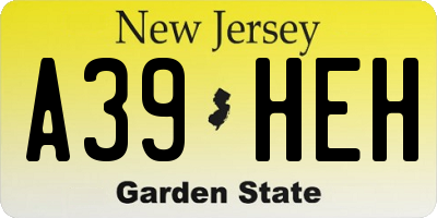 NJ license plate A39HEH