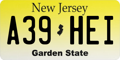 NJ license plate A39HEI
