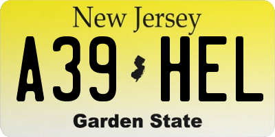 NJ license plate A39HEL
