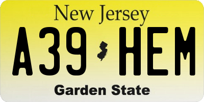 NJ license plate A39HEM