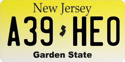 NJ license plate A39HEO