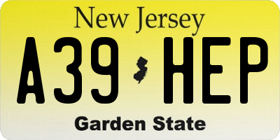 NJ license plate A39HEP