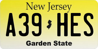 NJ license plate A39HES