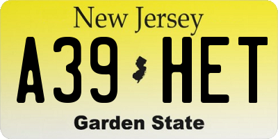 NJ license plate A39HET