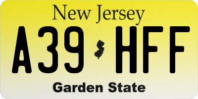 NJ license plate A39HFF