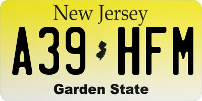 NJ license plate A39HFM