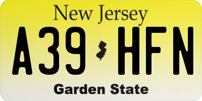 NJ license plate A39HFN