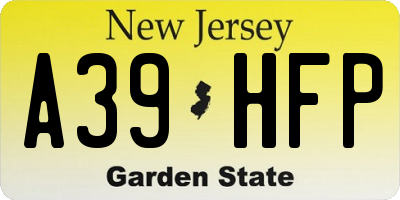 NJ license plate A39HFP