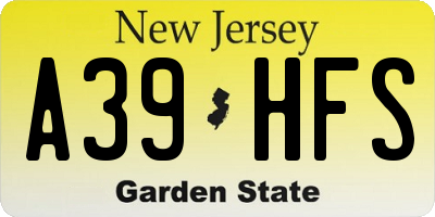 NJ license plate A39HFS