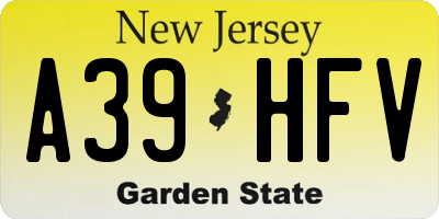 NJ license plate A39HFV