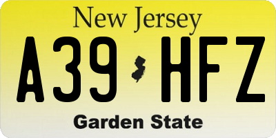 NJ license plate A39HFZ