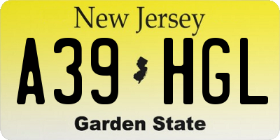 NJ license plate A39HGL