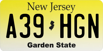 NJ license plate A39HGN