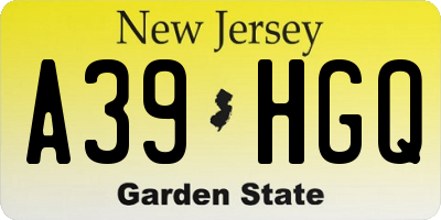 NJ license plate A39HGQ