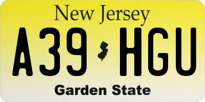 NJ license plate A39HGU