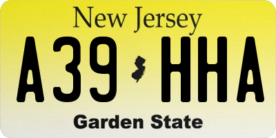 NJ license plate A39HHA