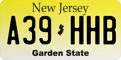 NJ license plate A39HHB