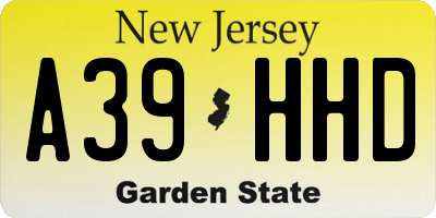 NJ license plate A39HHD