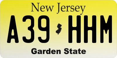 NJ license plate A39HHM