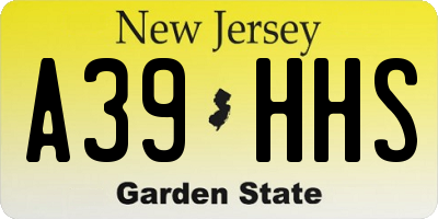 NJ license plate A39HHS